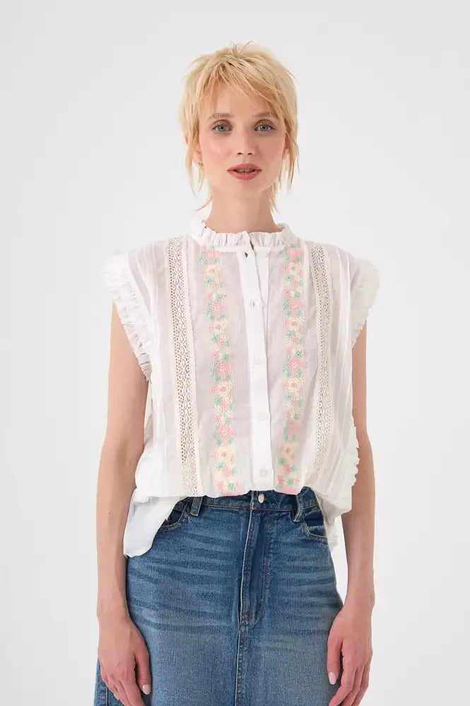 Chicosoleil Sophia Pastel Flowers Blouse - The Mercantile London
