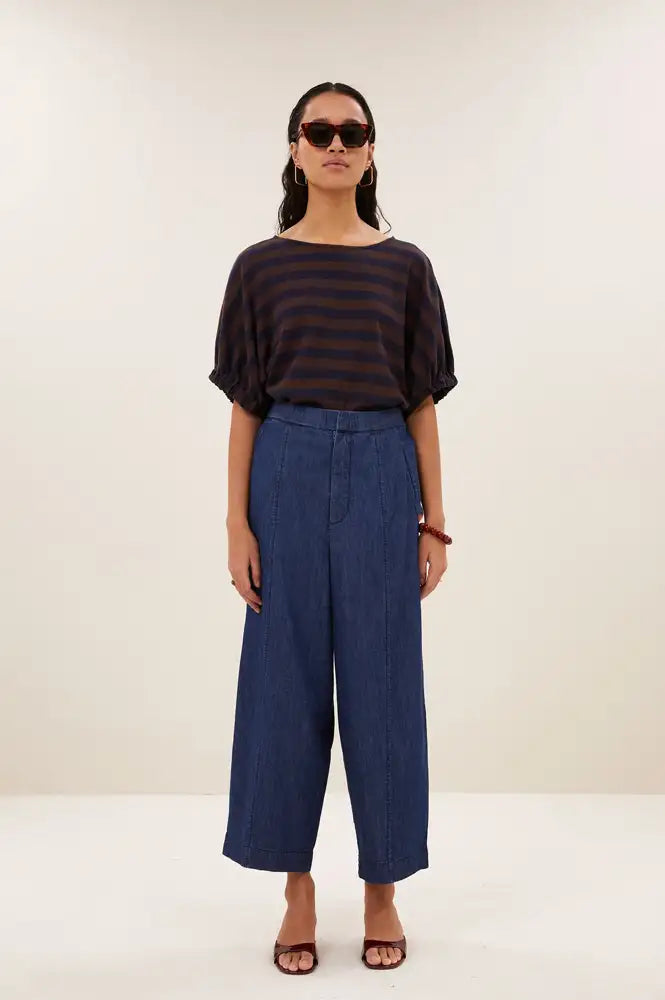 By-Bar Merle Coffee Bean Stripe Top