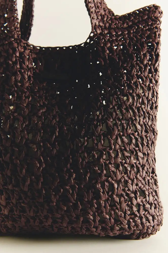 Yerse Chocolate Raffia Bag - The Mercantile London