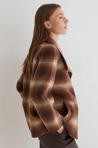 Yerse Camel Blur Check Coat