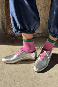 Le Bon Shoppe Girlfriend Colour Block Rose Green Socks - The Mercantile London