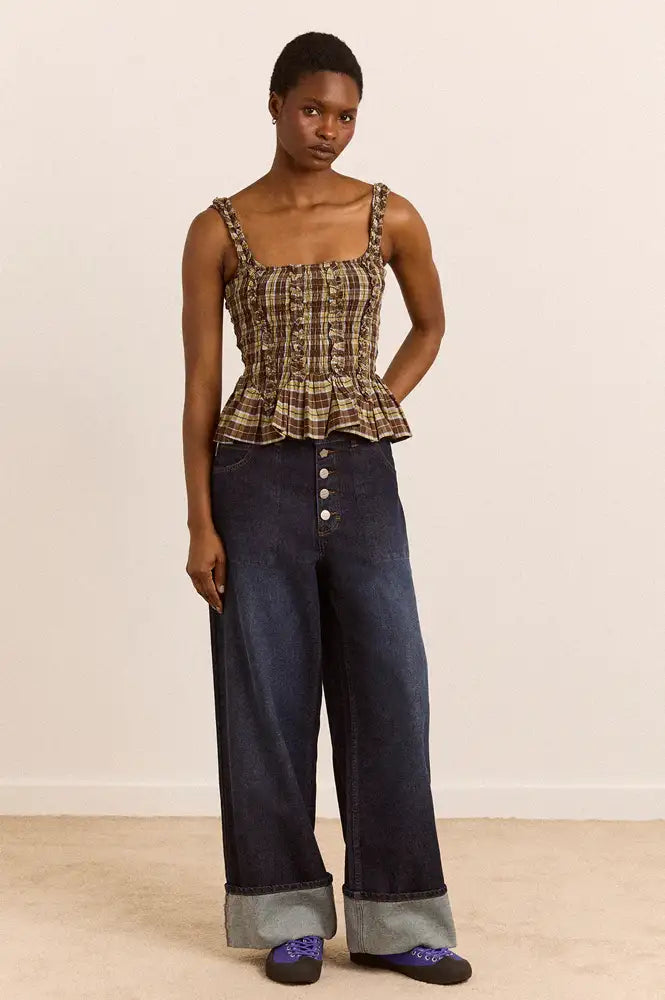 Damson Madder Raphi Cocoa Check Cami Top