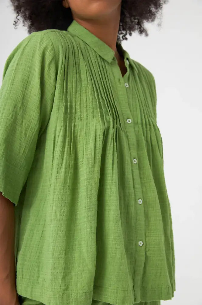 Chicosoleil Rusty Peridot Green Blouse - The Mercantile London