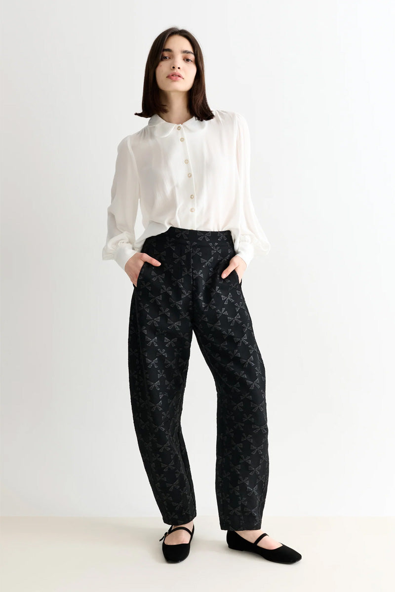 Louche Sutton Bow Jacquard Barrel Trousers - The Mercantile London