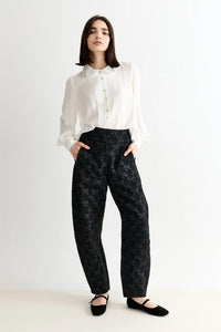 Louche Sutton Bow Jacquard Barrel Trousers - The Mercantile London