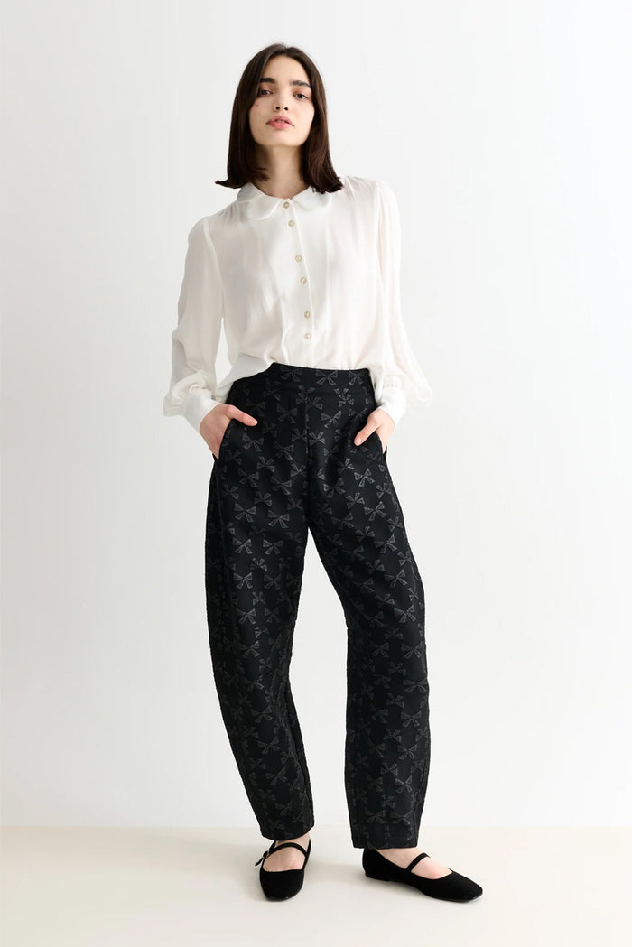 Louche Sutton Bow Jacquard Barrel Trousers - The Mercantile London