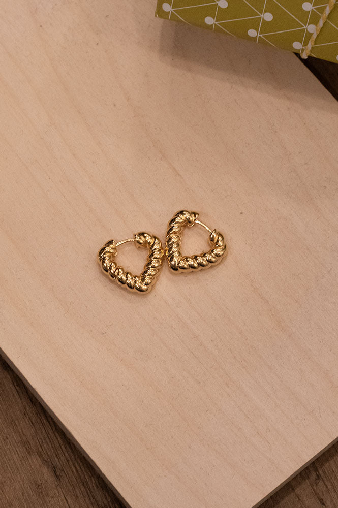 L.A Creole Gold Heart Hoop Earrings - The Mercantile London