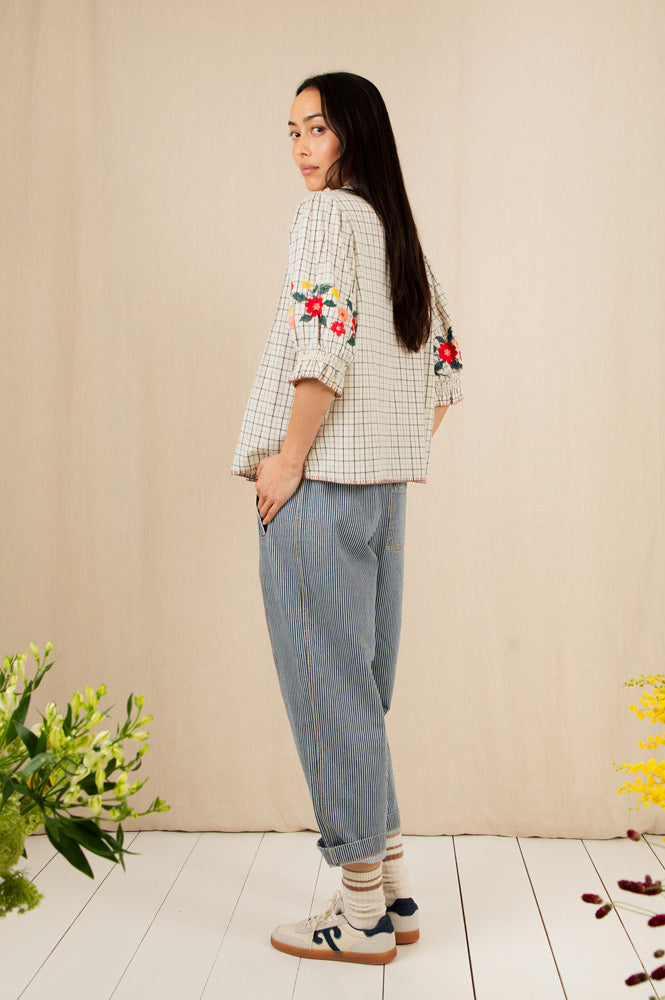 Bonté Lionne Ecru Check Blouse - The Mercantile London