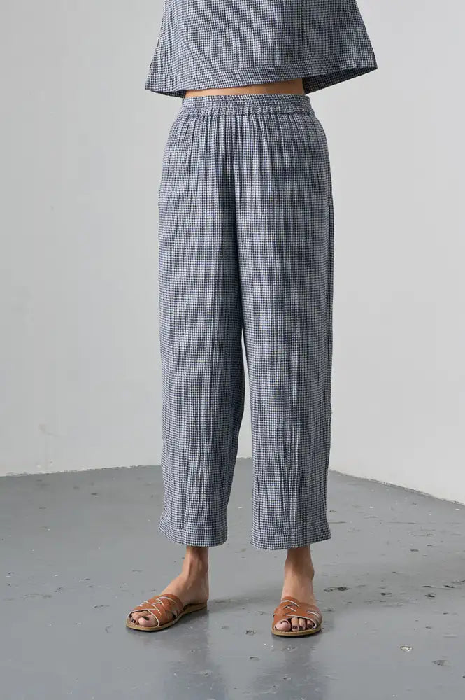 Bibico Clara Navy Check Trousers - The Mercantile London