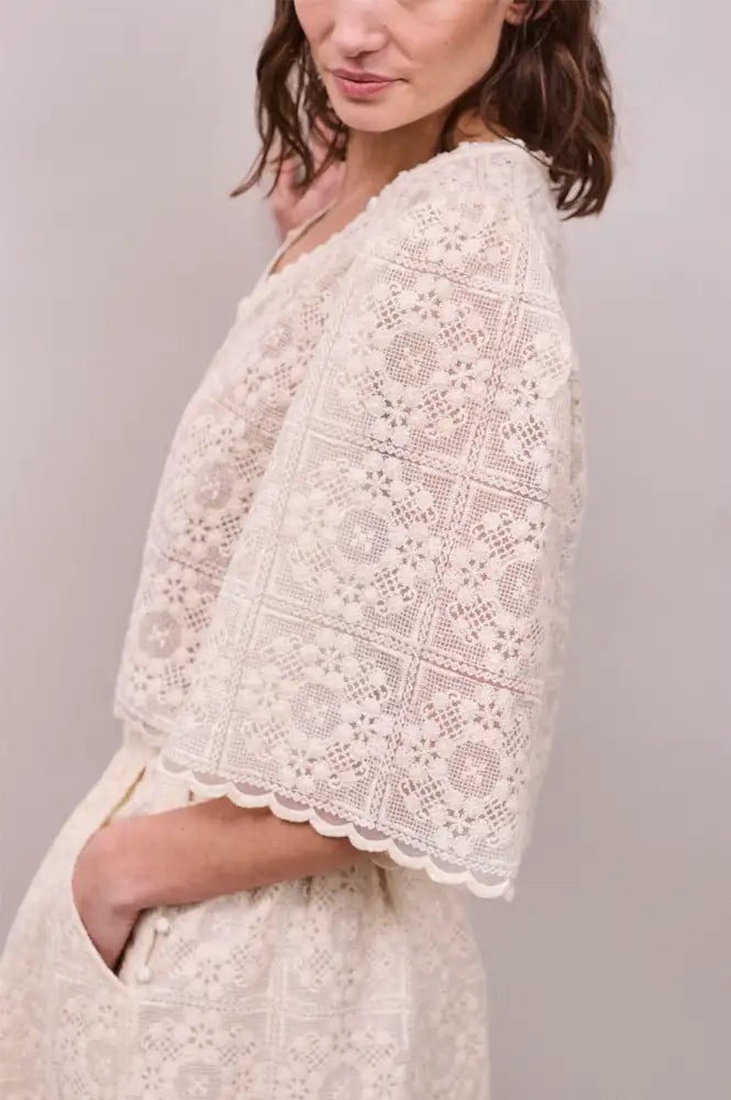Faune Jean Oyster Lace Top - The Mercantile London