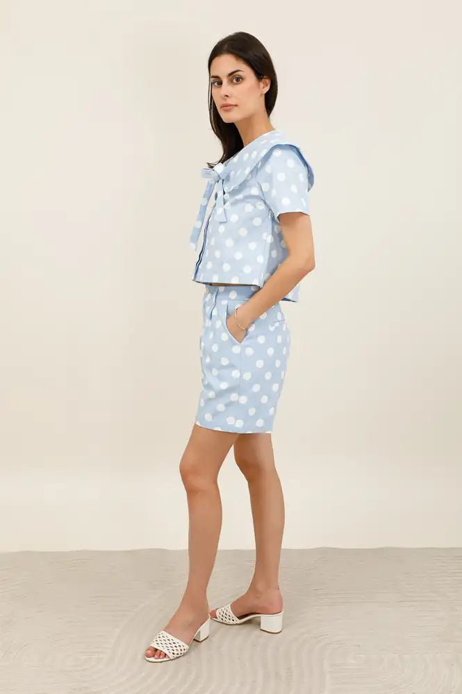 Daphne Marie Ciel Blue Polka Dot Shorts
