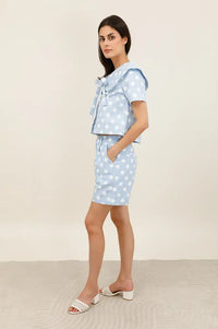 Daphne Marie Ciel Blue Polka Dot Shorts