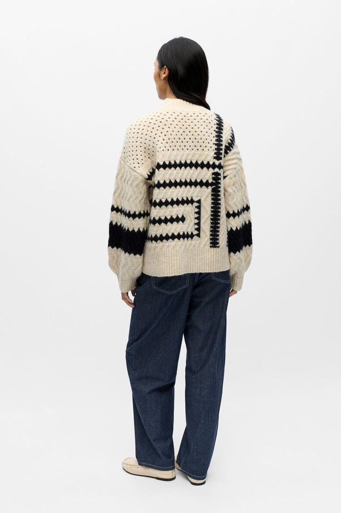 Object Petrine Sand And Black Knitted Jumper - The Mercantile London