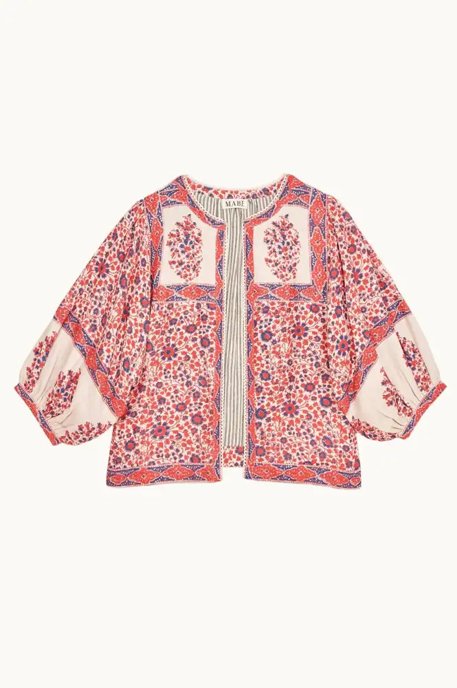 M.A.B.E Della Red And Navy Print Jacket