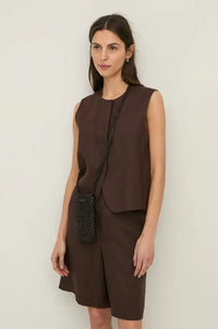 Yerse Chocolate Linen Shorts - The Mercantile London