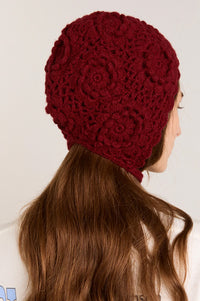 Damson Madder Burgundy Crochet Bonnet