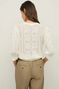 Yerse Pointelle White Knitted Top