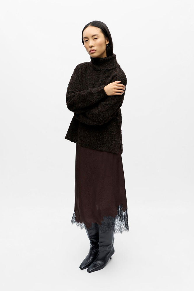 Object Dalme Seal Brown and Black Lace Skirt - The Mercantile London
