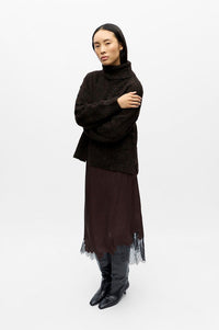 Object Dalme Seal Brown and Black Lace Skirt - The Mercantile London