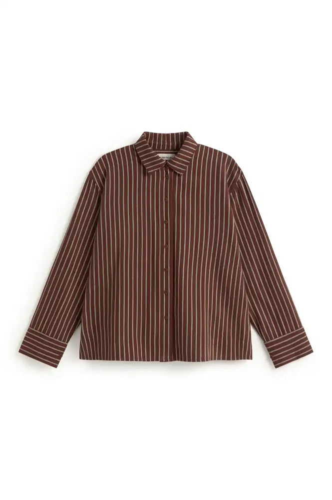 Thinking Mu O'Hara Brown Manuela Brushed Stripe Shirt