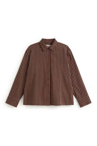 Thinking Mu O'Hara Brown Manuela Brushed Stripe Shirt