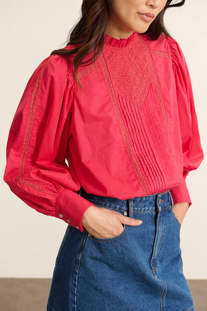 Garance Bella Cherry Red Blouse - The Mercantile London
