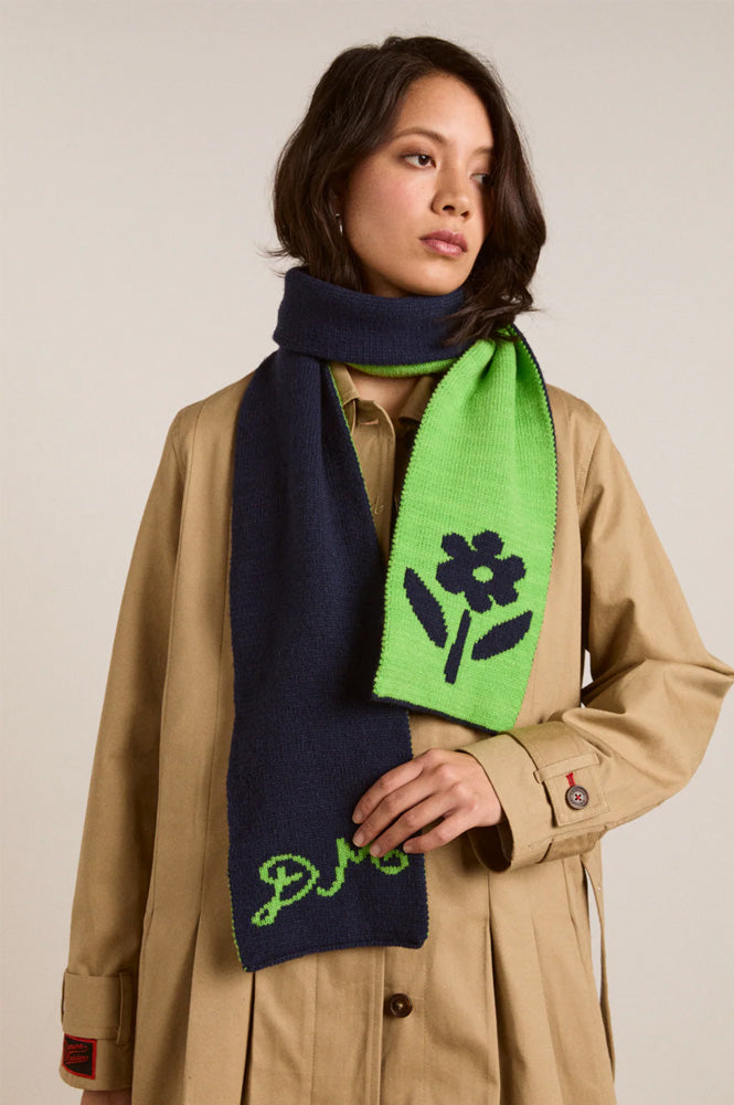 Damson Madder Lime & Navy Jacquard Scarf