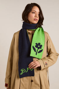 Damson Madder Lime & Navy Jacquard Scarf