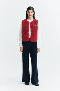Thinking Mu Jay Pale Red Fleece Vest - The Mercantile London