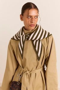 Damson Madder Olive and Pink Stripe Triangle Scarf