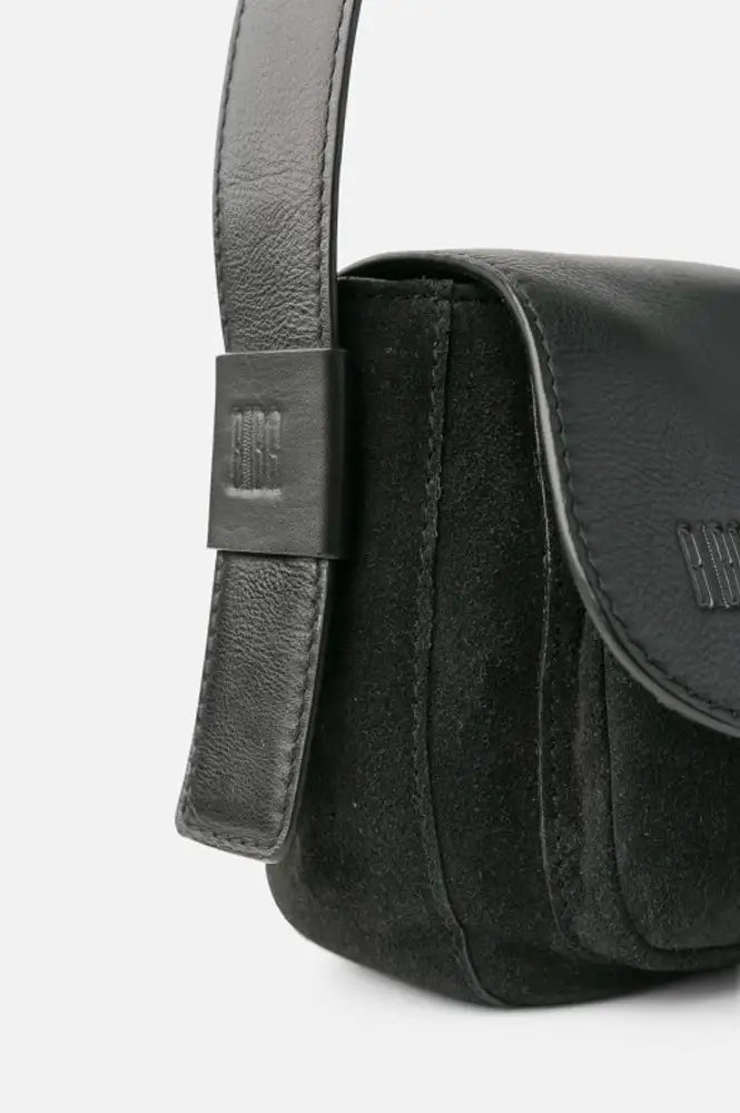 Biba Blunt Black Leather & Suede Crossbody Bag
