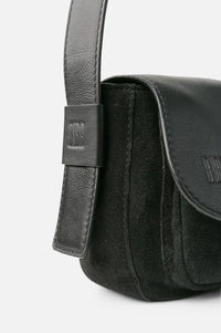 Biba Blunt Black Leather & Suede Crossbody Bag