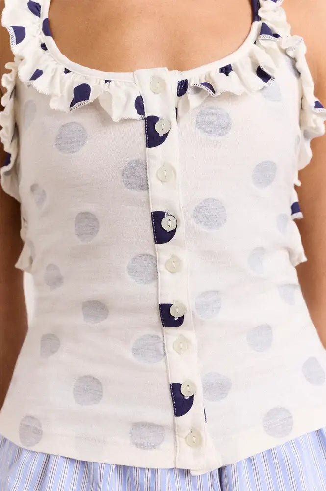 Damson Madder Zazie Polka Dot Jersey Halter Top