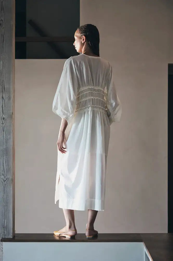 Rabens Saloner Ina Chalk Gathered Dress - The Mercantile London