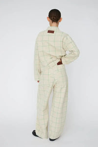 Stella Nova Creme Checked Baggy Low Waist Trousers - The Mercantile London