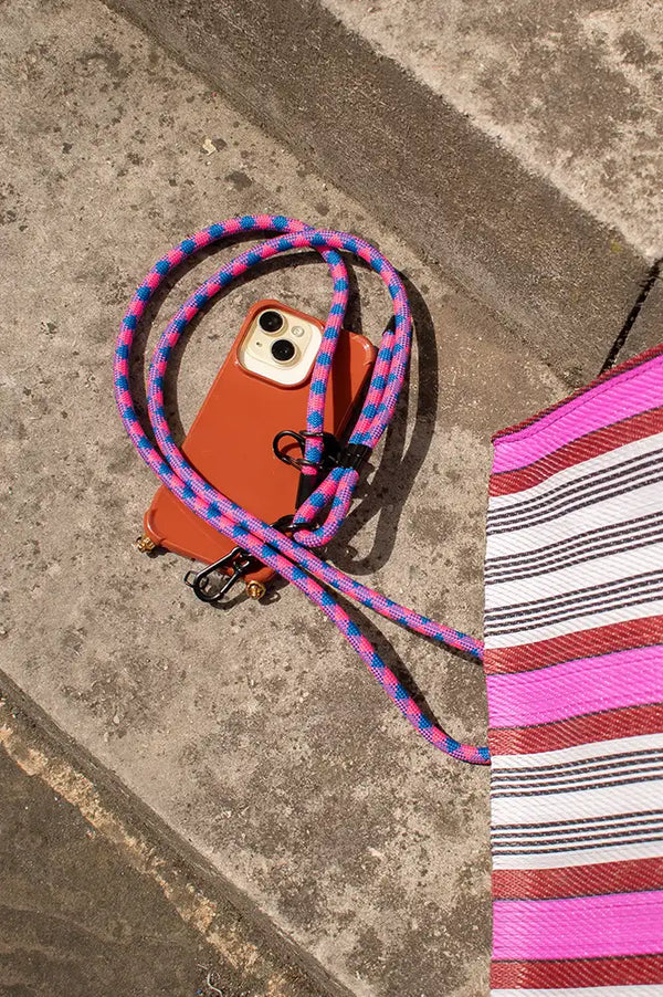 Talk And Tell Blue & Pink Crossbody Adjustable Phone Strap