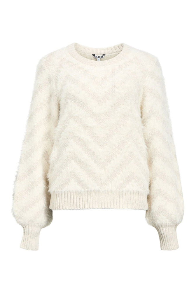 Object Hollow White Sand Chevron Jumper - The Mercantile London