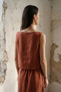 Artisans Of Humanity Rust Linen Tank Top