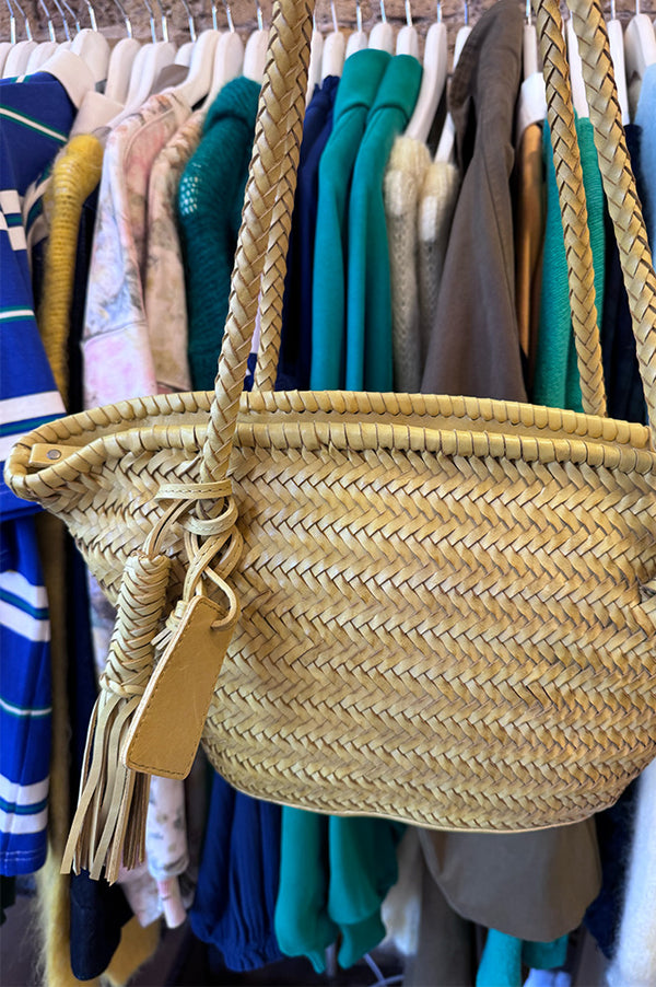 Biba Perkins Lime Braided Leather Basket Bag - The Mercantile London