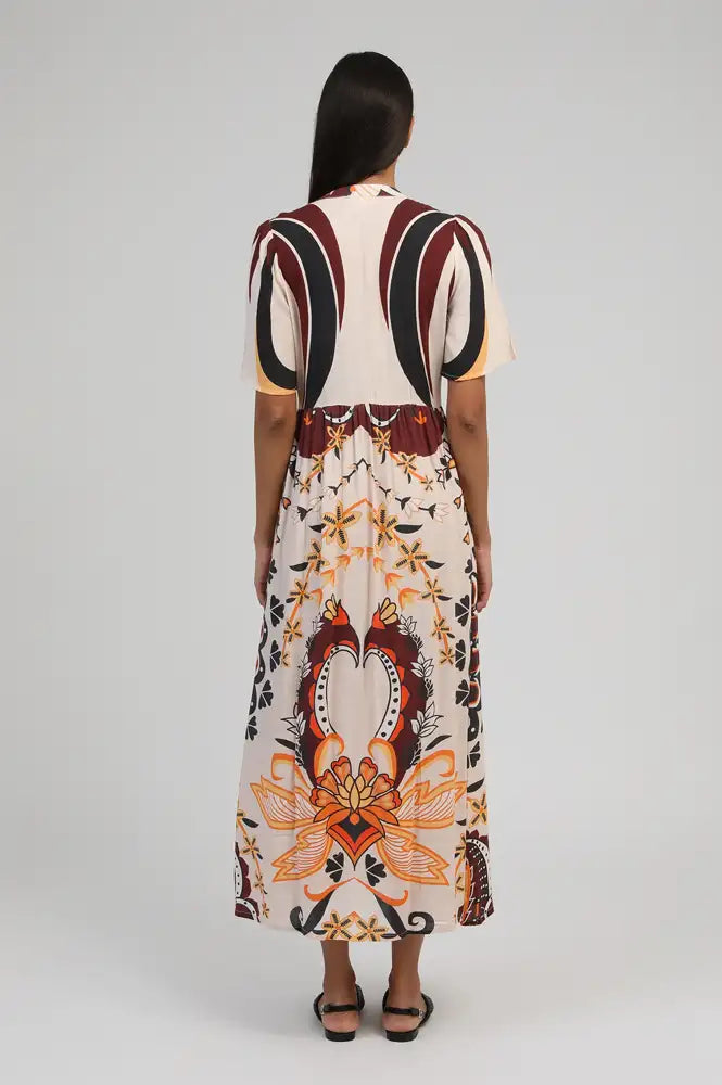 An'ge Obemia Clever Ecru Print Dress - The Mercantile London