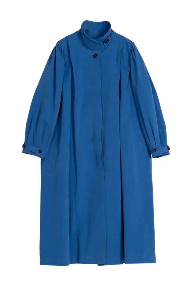 Emin + Paul Blue Pleated Long Coat - The Mercantile London