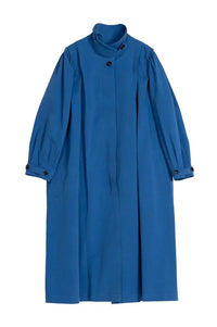 Emin + Paul Blue Pleated Long Coat - The Mercantile London