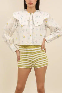Daphne Marilyn Striped Green Knit Shorts