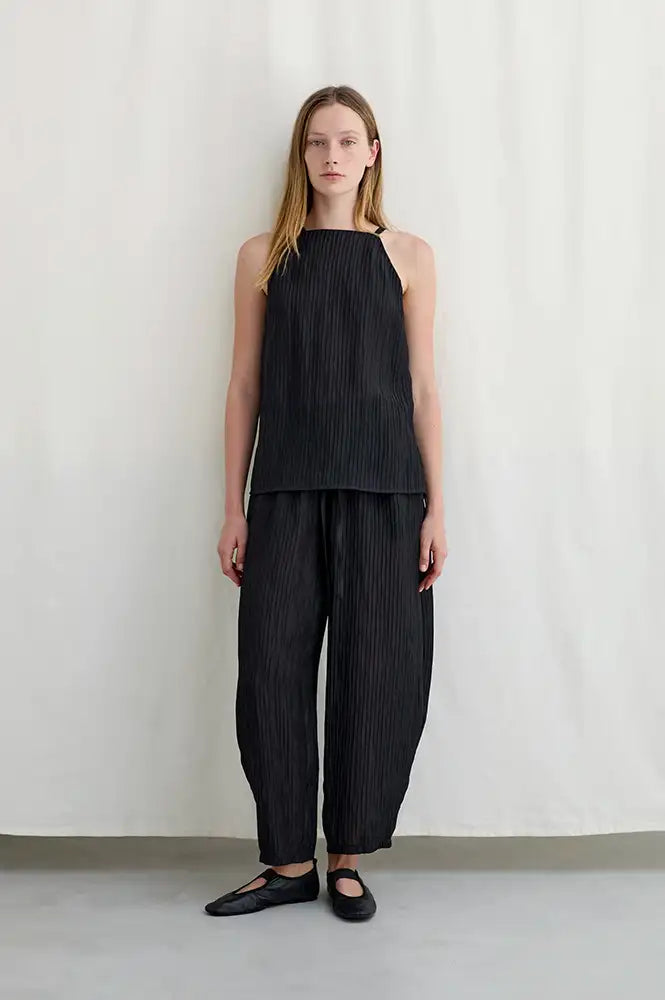Diarte Luna Wrinckle Black Trousers - The Mercantile London