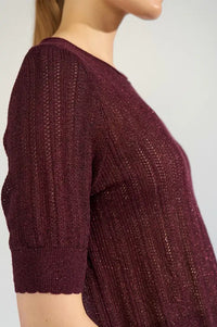 Numph Misla Fig Short Sleeve Top
