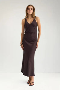 Numph Evelyn Chocolate Plum Midi Dress