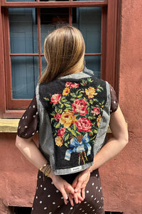 Frankie. Off Black Floral XS Vest