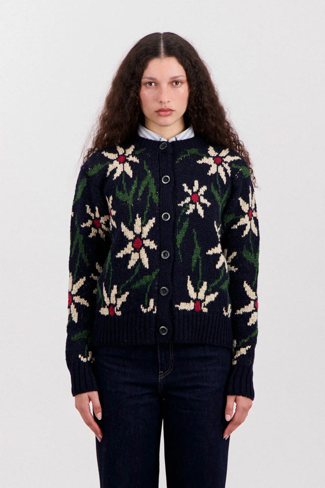 Howlin' Flower Print Navy Cardigan - The Mercantile London