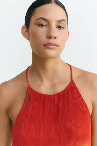 Thinking Mu Miriam Red Flowers Pleated Dress - The Mercantile London