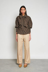 Ghospell Tamara Brown/ Black Bow Blouse